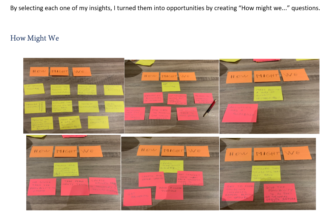 How Might We questions and physical research notes