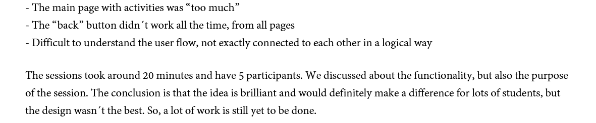 Usability testing findings and participant summary